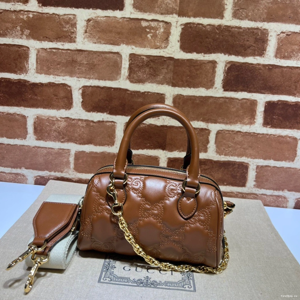 First bag ru leather top handle GUCCI GG bag matelassé 0821